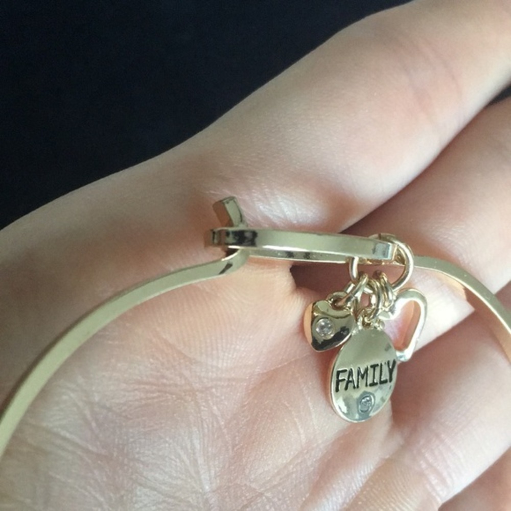 Family Charm Gold Tone Bangle Bracelet - Picture 3 of 6